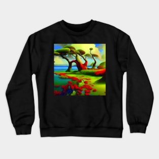 Amazing Trees with Red plants In The Beach Crewneck Sweatshirt